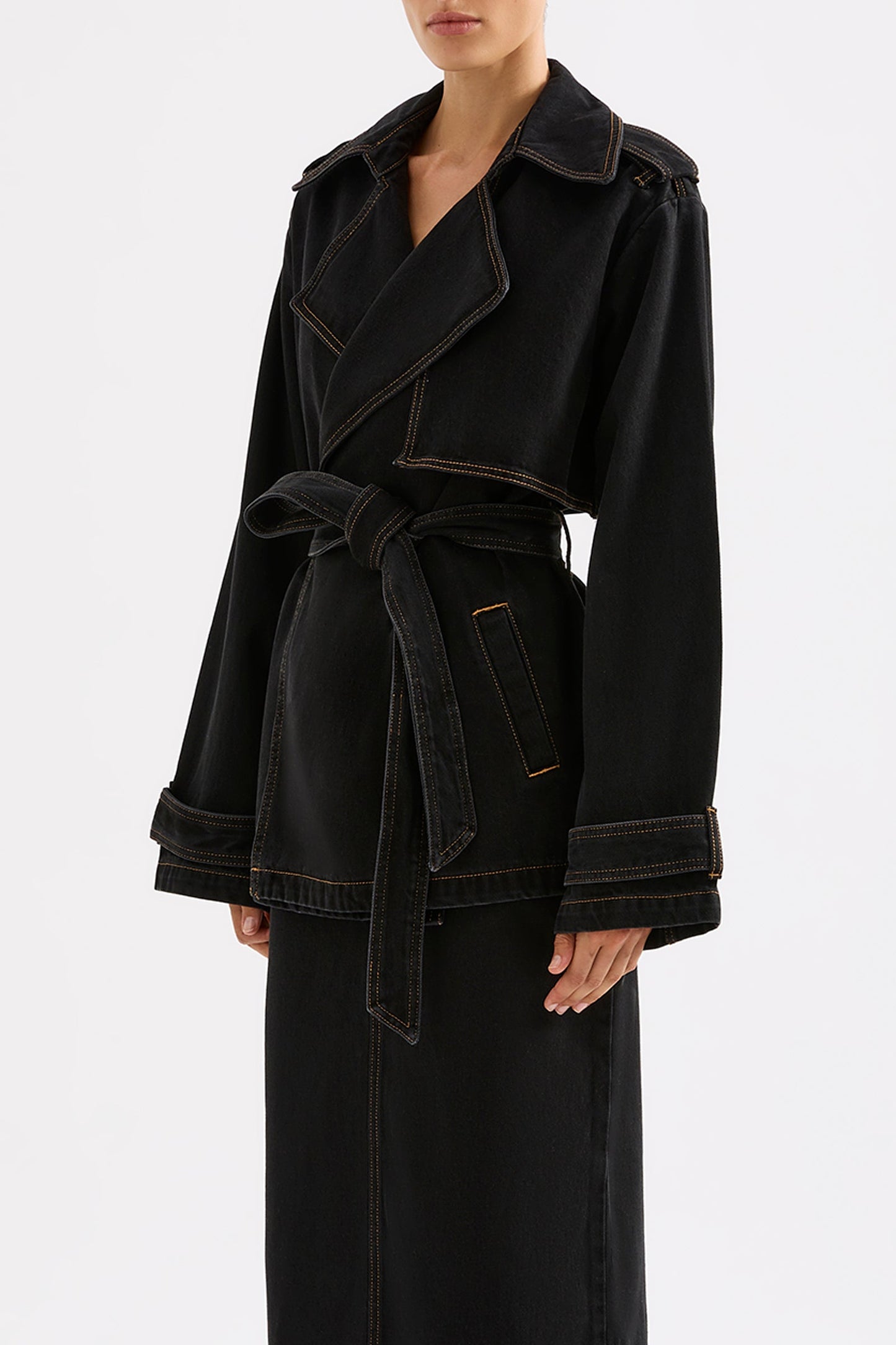 INAYA DENIM TRENCH