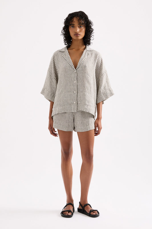 LOUNGE STRIPE LINEN SHORT
