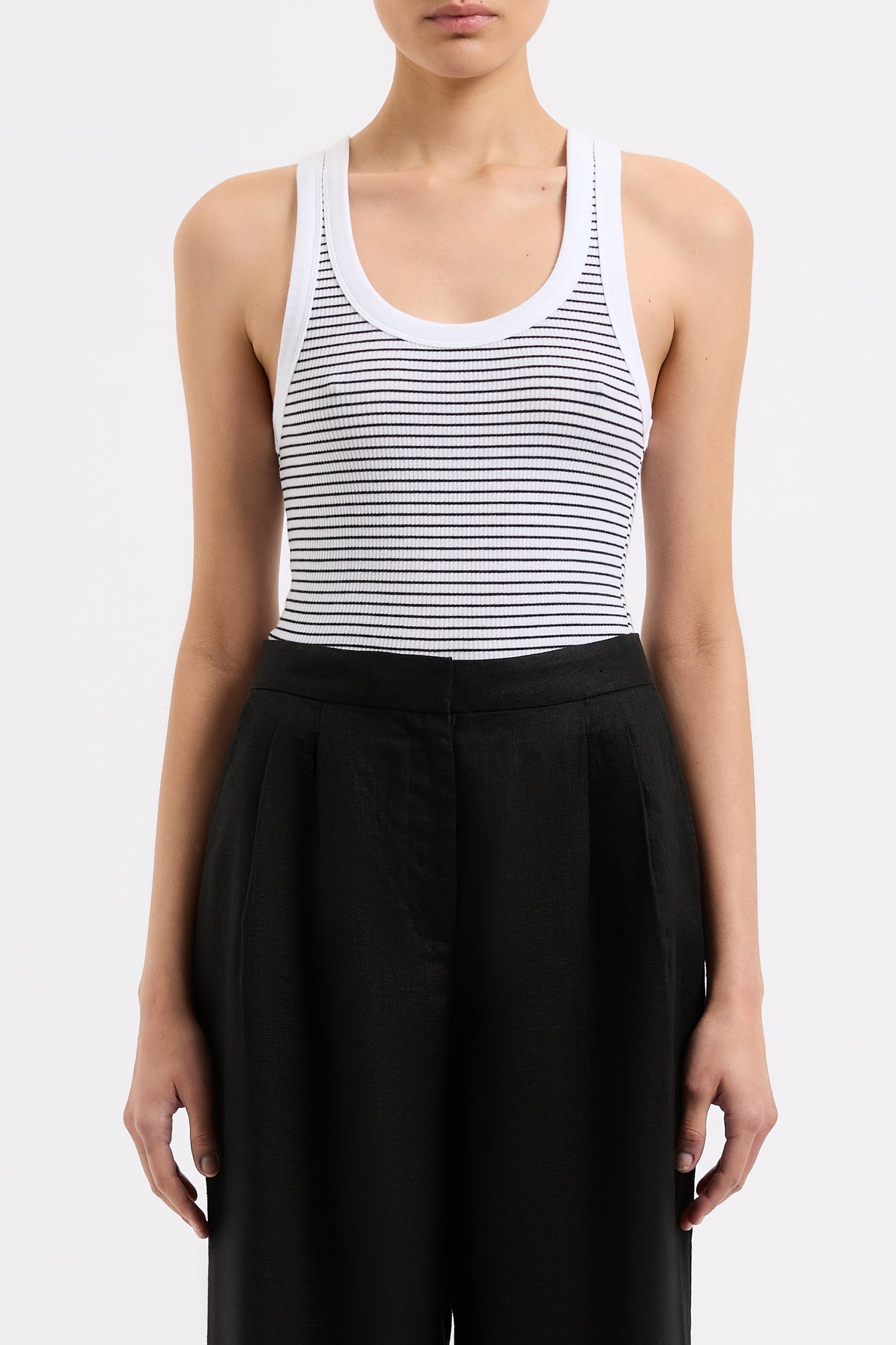 ORGANIC STRIPE RIB SINGLET