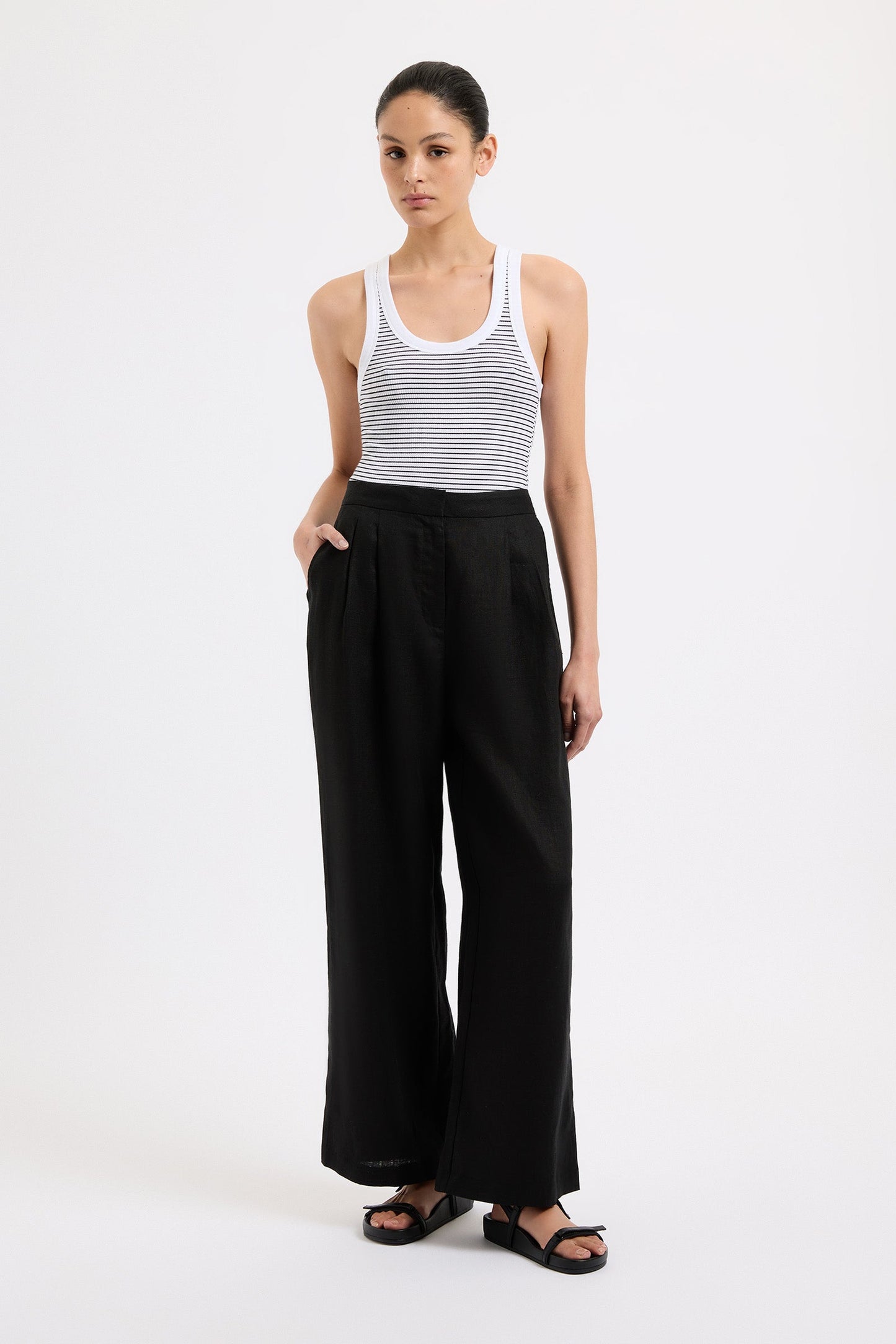 ORGANIC STRIPE RIB SINGLET