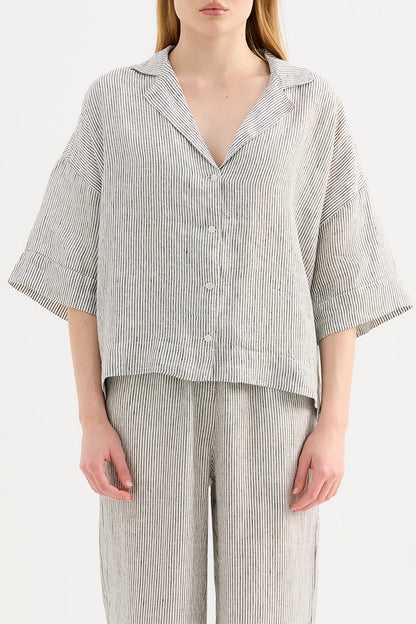 LOUNGE STRIPE LINEN SHIRT